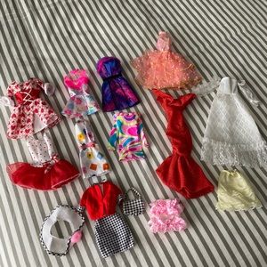 Lot of 10 1990s Barbie Fashion Dresses & Outfit